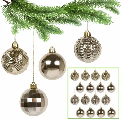 Produktbild von Goldene Christbaumkugeln, Kugelset, Christbaumschmuck 6cm, 16 Stück x 1 Pack
