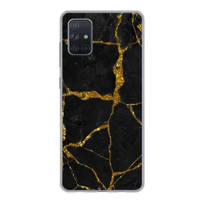 Produktbild von MuchoWow® Handyhülle Schutzhülle Hülle für Samsung Galaxy A71 Marmor - Gold - Schwarz - Marmoroptik - Glitter Silikon Softcase Handy Hülle - Kartenbesitzer