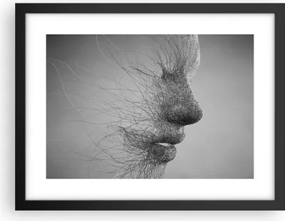 Produktbild von Gerahmtes Poster - Schwarzer Rahmen - Gesicht Grafiken Fäden - 40x30 cm - Wand Bild - Wanddeko - Wandbilder - Kunstposter - Wandposter - Bilderrahmen - Bilder - Kunstdruck - Wandbild - P2BAA40x30-4324