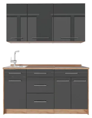 Zdjęcie produktu dla Kuchnia pojedyncza Vicco Fame-Line Antracyt połysk/Dąb goldkraft 150 cm, BP Dąb, Model 64780