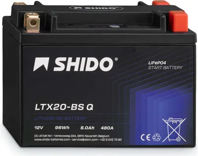 Produktbild von Shido Lithium Motorradbatterie LiFePO4 LTX20L-BS Q 12V