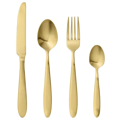Produktbild von Bloomingville Besteck gold 4-tlg rostfreier Stahl Messer, Gabel, Löffel, Teelöff
