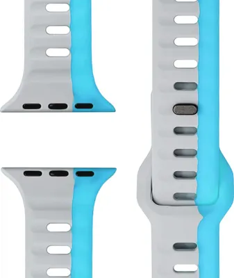 Produktbild von Motion Armband für Apple Watch SE/10/9/8/7/6/5/4/3/2/1, Soft Silikon Sportarmband, 38/40/41/42mm -  Sturmblau Grau