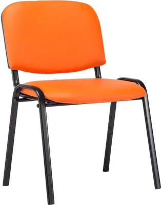 Produktbild von Stapelstuhl Kunstleder - Besprechungsstuhl - Bequemer Sitzkomfort, stapelbar | Farbe: Orange