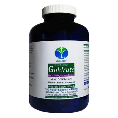 Produktbild von Echte Goldrute Solidago Goldrutenkraut 360 Kapseln - Nieren - Blase - Harnwege - NATUR pur ohne Zusatzstoffe nach Hildegard von Bingen.