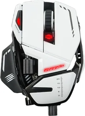 Zdjęcie produktu dla Mad Catz R.A.T. 8+, Po prawej stronie, Optyczny, USB Typu-A, 16000 DPI, 16000 fps, Biały