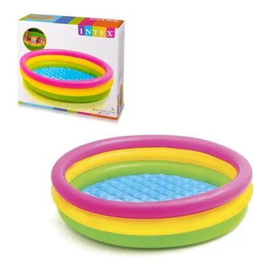 Produktbild von Intex 57412 Sunset Glow Baby Pool Planschbecken aufblasbarer Boden 3-Ringe 114cm