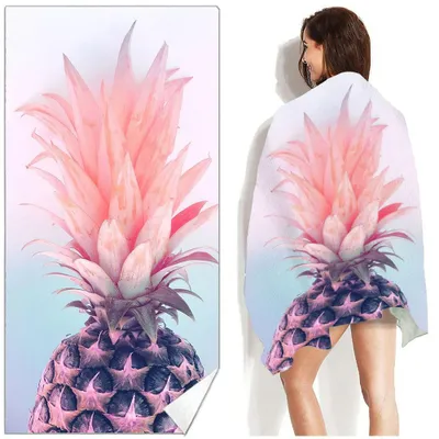 Obrázek produktu pro Plážový ručník Pineapple, 1 kus, mikrovlákno, oboustranný, měkký, 80 x 160 cm, na pláž, k bazénu a na opalování