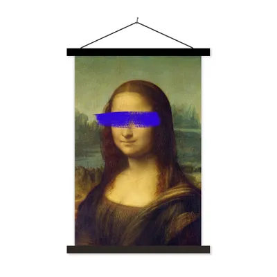 Produktbild von MuchoWow® Textilposter Mona Lisa - Leonardo da Vinci - Blau - Alte Meister 40x60 cm mit schwarzem Rahmen - Wanddekorationen