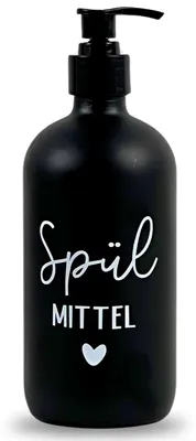 Produktbild von Seifenspender aus Glas, 500 ml – Schwarzer Pumpspender, Spülmittelspender für die Küche. Handseifenspender für das Badezimmer (schwarz, Spülmittel).