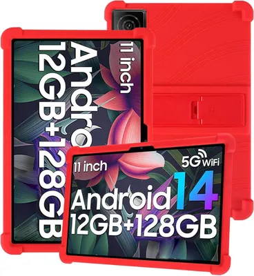 Image de Étui de protection pour tablette Doogee T30S 11,0 pouces, en silicone souple résistant aux chocs, avec support intégré, de couleur rouge