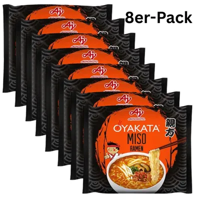 Produktbild von 8er-Pack Ajinomoto OYAKATA Instantnudeln Miso Ramen 89g