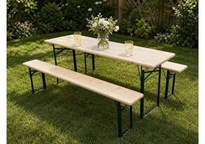 Obrázek produktu pro Pivní set BAVORD STANDARD 200x50 cm – stůl + 2 lavice, masiv smrk 29 mm, rám 29x29x2,2 mm