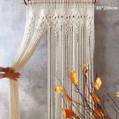 Produktbild von Makramee Wandbehang Türvorhang Vorhang Tür Fenster Vorhang Hochzeit Hintergrund Tapisserie Wandteppich, 85*200cm