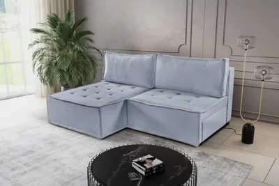 Image de Bohoo Mini Canapé d'angle moderne avec fonction sommeil Gris clair Gauche