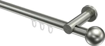 Produktbild von Interdeco Innenlaufstange / Gardinenstange mit Innenlauf Edelstahl-Optik, Typ Platon Luino (Kugel), 20 mm Ø 1-läufig, 280 cm
