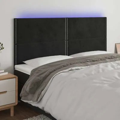Produktbild von vidaXL LED Kopfteil Schwarz 200x5x118/128 cm Samt - LED Kopfteil - LED Kopfteile - Kopfteil - Bett-Kopfteil