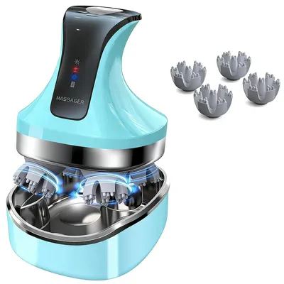 Produktbild von 4D Elektrischer Kopf-Massagegerät,Rot-Blau-Licht-Therapie,4 Modi (Langsam/Schnell/Rotation/Licht),für Dusche & entspannende Kopfhautpflege