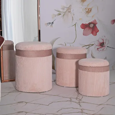 Immagine prodotto di Ghanzi - Pouf Contenitore, 41x41x50h cm Rosa, set da 3