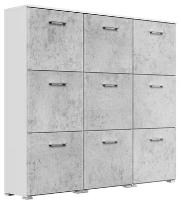 Produktbild von Schuhschrank XL Emotion 9 Klappen 36 Paar 157x141 cm Weiss-Beton : Weissmatt / Beton Varianten: Weissmatt / Beton