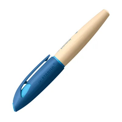 Immagine prodotto di STABILO 5014/25-41 Stilografica per la scuola EASYbirdy® Timber - per destrorsi Pennino A, blu/colore legno, inclusa cartuccia standard