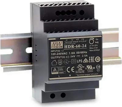 Obrázek produktu pro MEAN WELL spínaný napájecí zdroj na lištu 60 W 24 V/2,5 A, 1 ks.