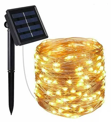 Obrázok produktu pre ISO 11394 Vianočný svietiaci struny Solárne 100 LED, teplá biela 12m