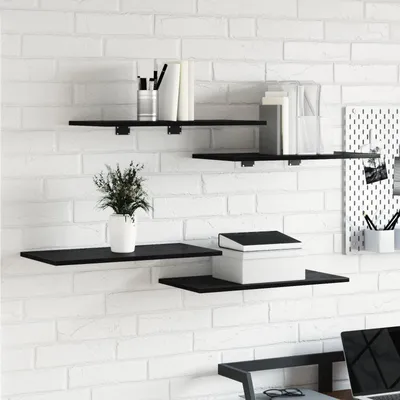 Produktbild von Regalbretter 4er Set Schwarz Eiche 60x30x1,5 cm Holzwerkstoff, Design Bücherregale Neu