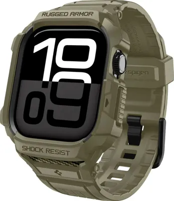 Obrázok produktu pre Spigen Rugged Armor Pro 2, Puzdro + remienok, Smartwatch, Khaki, Apple, Apple Watch 10/11 (46mm), Termoplastický polyuretán (TPU)