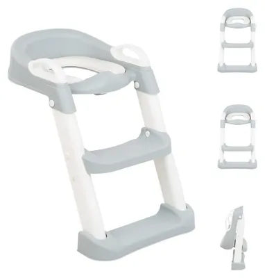 Produktbild von Kikkaboo Toilettenaufsatz Lea, Leiter, Toilettensitz, Griffe, Stufen verstellbar hellgrau