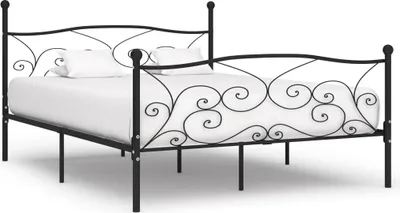 Zdjęcie produktu dla Łóżko Metalowe Czarne Rama Łóżka Ze Stelażem Sofa Do Sypialni Pokoju 180 x 200 cm