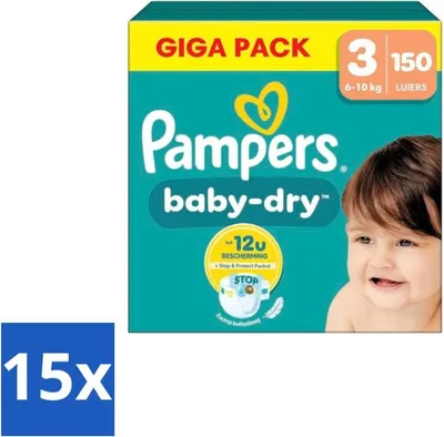 Obrázek produktu pro Pampers – plenky – Baby Dry velikost 3 – 150 plen – výhodné balení – 15 kusů