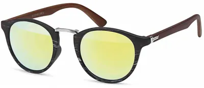 Produktbild von styleBREAKER Uni Sonnenbrille Panto Holzoptik | Runde Retro Brille mit Metallsteg & UV400 | Modisches Wood Look Design (Kunststoff) inkl. Etui & Tuch