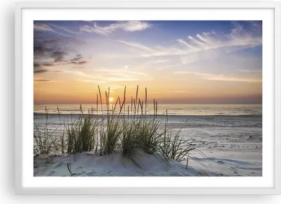 Produktbild von Gerahmtes Poster - Weißer Rahmen - Westen Sonne Strand - 70x50 cm - Wand Bild - Wanddeko - Wandbilder - Kunstposter - Wandposter - Bilderrahmen - Bilder - Kunstdruck - Wandbild - P2WAA70x50-4201