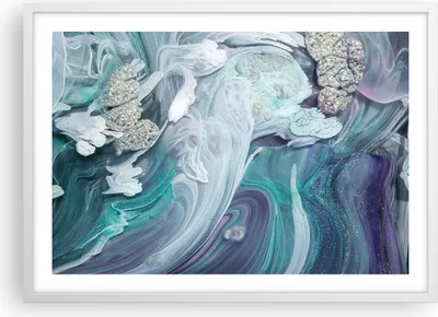 Produktbild von Gerahmtes Poster - Weißer Rahmen - Abstraktion dreidimensional blau - 70x50 cm - Wand Bild - Wanddeko - Wandbilder - Kunstposter - Wandposter - Bilderrahmen - Bilder - Kunstdruck - P2WAA70x50-4726