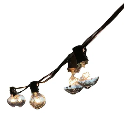 Immagine prodotto di Luci da patio, campana in vetro trasparente, illuminazione decorativa per esterni, cavo nero, spina UE-b, 30 m 100 lampade-a