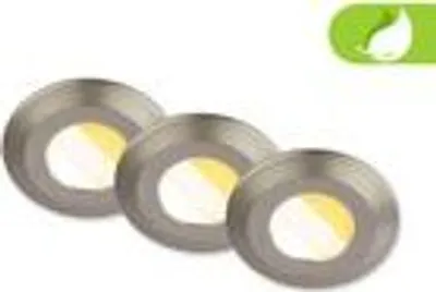 Produktbild von 3er Set LED Bad Einbaustrahler 230V CTS Schalter Ra90 Wasserfest Nickel Matt