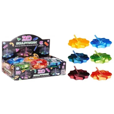 Immagine prodotto di 1 spinner esagonale antistress in PLA, 12 cm – Giocattolo sensoriale e gadget antistress, disponibile in 1 colore su 6