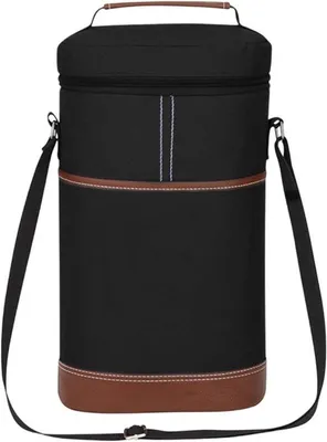 Immagine prodotto di Borsa termica - Contenitore isolato - Per mantenere le bevande fresche - Isolamento termico - Per due bottiglie - Colore: nero