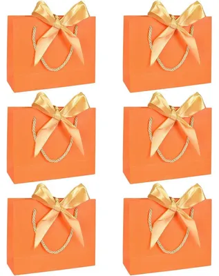 Produktbild von Geschenktaschen mit Krawatte, 6 Stück, Papier, 28x20x10cm, Orange