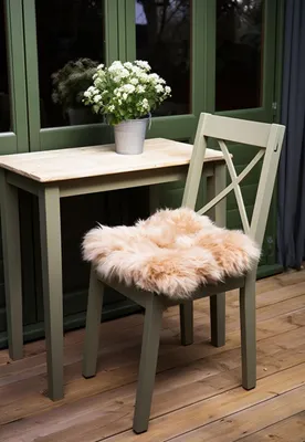 Produktbild von Lammfell Sitzkissen 40 x 40 cm Creme Beige -