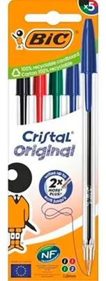 Produktbild von BIC 516346, Stick-Kugelschreiber, Nachfüllbar, Schwarz, Blau, Grün, Rot, 5 Stück(e), Medium