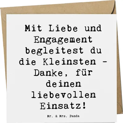Produktbild von Mr. & Mrs. Panda doppelkarte Spruch Liebevolle Erzieher - Weiß - Geschenk, Bedanken, Unterstützung, Grußkarte, faltkarte, Fürsorge, Geduld, Aufmerksamkeit, anlasskarte