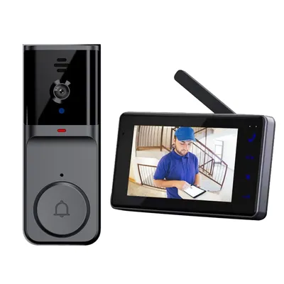 Produktbild von Drahtlose Türklingelkamera, Zwei-Wege-Gegensprechanlage, High-Definition 1080P Video, 4,3-Zoll Bildschirm, 120° Winkel,