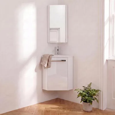 Produktbild von Eckwaschbecken + Wasserhahn + SKINO-Schrank