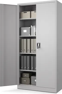 Produktbild von Muralo Metallschrank für Büro AKTENSCHRANK für Dokumente und Ordner – Stahlschrank – Hellgrau – abschließbar 90x40x185cm