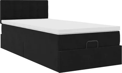 Produktbild von Ottoman-Bett mit Matratze Schwarz 80x200 cm Samt
