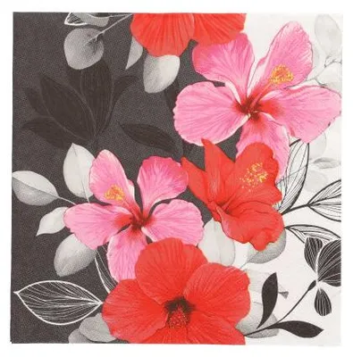 Produktbild von Servietten, 3-lagig 1/4-Falz 33 cm x 33 cm "Hibiscus"