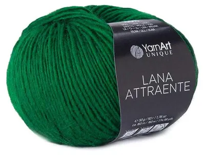 Produktbild von YarnArt Unique Lana Attraente 6658 Dunkelgrün – 100% Wolle, weich & warm, 50g