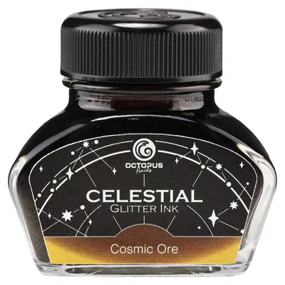 Produktbild von Celestial Glitter, Cosmic Ore, Glitzertinte für Füllhalter, Braun mit Kupferschimmer, 30 ml